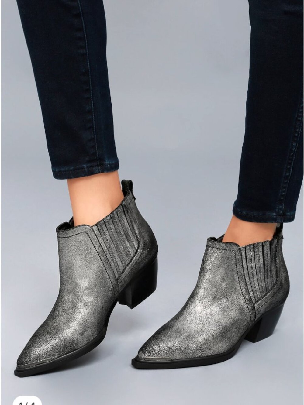 Sbicca Cardinal Pewter Leather Ankle Booties